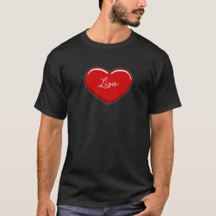 Camiseta Coração Desenhado Mão Lisa - Nome Coração I Love L
