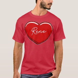 Camiseta Coração Desenhado Mão RenePrimeiro Nome Corações E