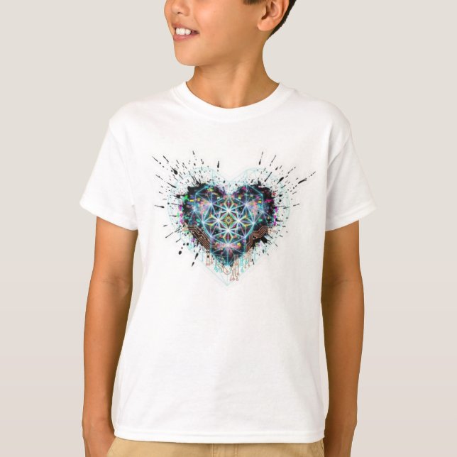 Camiseta Coração Digital Geometria Sagrada Design do Coraçã (Frente)