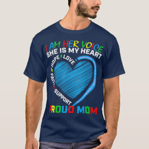 Camiseta Coração Diz Mãe Veste Filha Azul Autismo