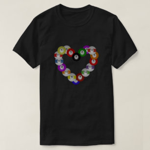 Camiseta Coração do amante do jogador da piscina das bola