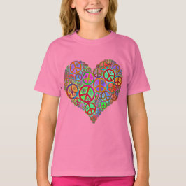 Camiseta Coração do amor da paz do vintage