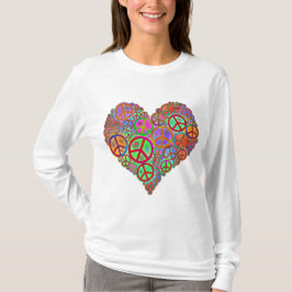 Camiseta Coração do amor da paz do vintage