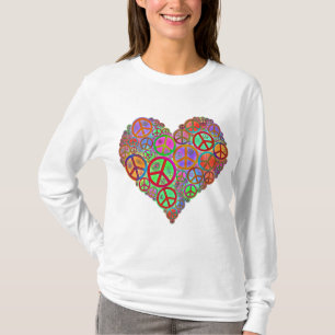 Camiseta Coração do amor da paz do vintage