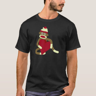 Camiseta Coração do amor do macaco da peúga
