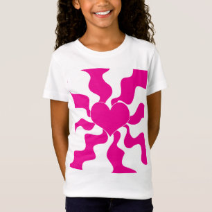 Camiseta Coração do Amor em Magenta e Branco