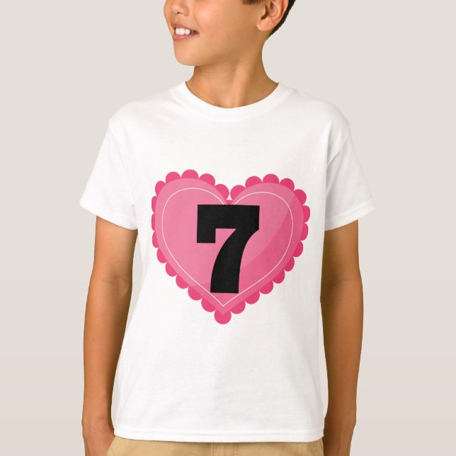Camiseta Coração do aniversário das meninas 7o (Frente)