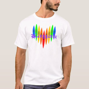 Camiseta Coração do caiaque do arco-íris