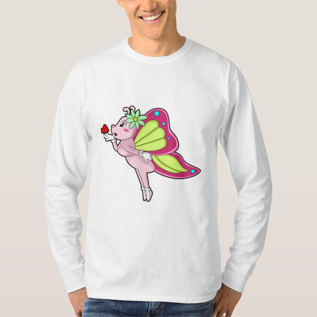 Camiseta Coração do Flor da Borboleta (Frente)