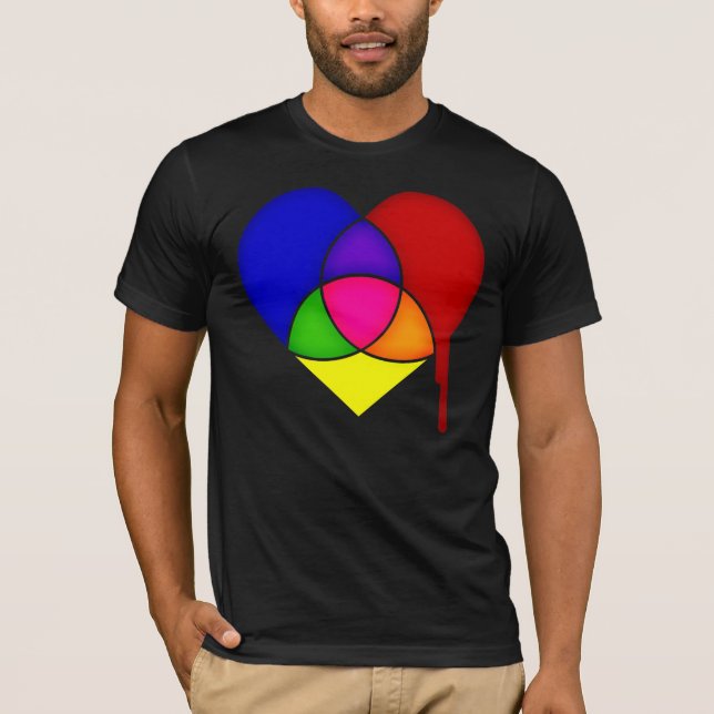Camiseta coração do gráfico de cores (Frente)