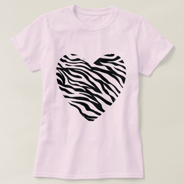 Camiseta Coração do impressão da zebra (Frente do Design)