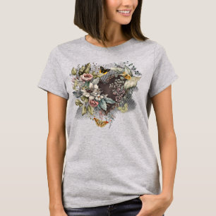 Camiseta Coração do Namorados, Flores, Borboletas