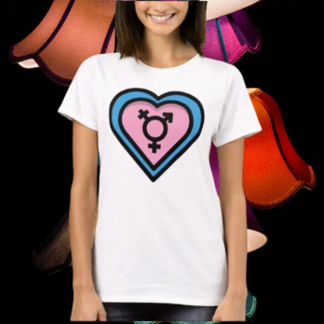 Camiseta Coração do Orgulho Trans (Criador carregado)
