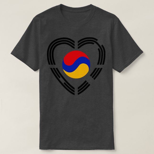 Camiseta Coração do Patriota Multinacional Armênio-Coreano (Frente do Design)