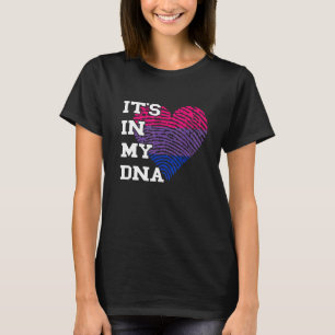 Camiseta Coração do polegar LGBTQ Bissexual Meu DNA Bandeir