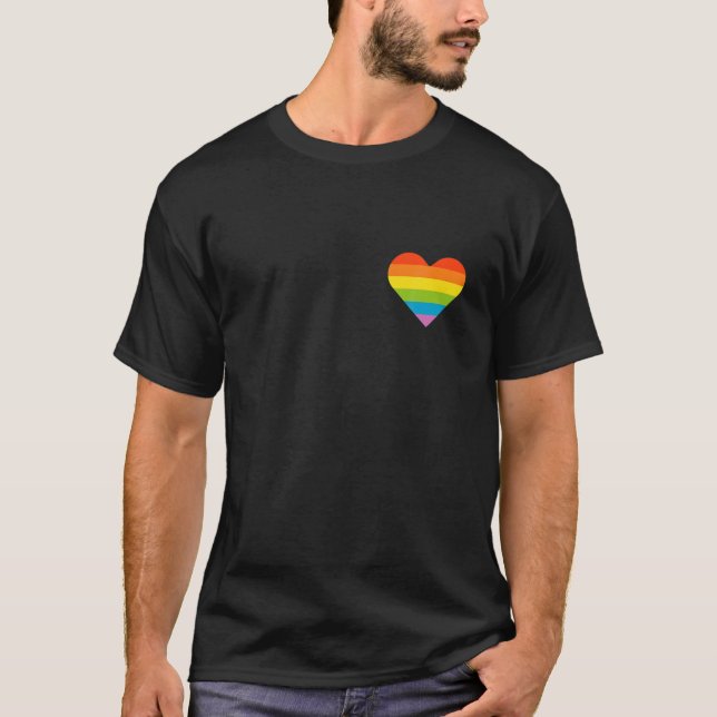 Camiseta Coração do Sinalizador LGBT, Orgulho gay LGBTQ Tet (Frente)