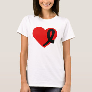 Camiseta Coração do t-shirt do cancer da melanoma e fita