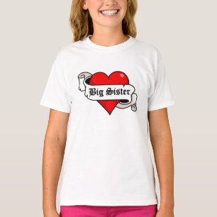 Camiseta Coração do tatuagem da irmã mais velha