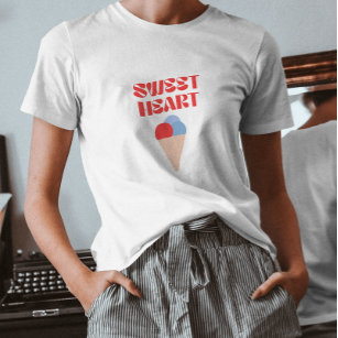 Camiseta coração doce, tipografia moderna, sorvete bonito v