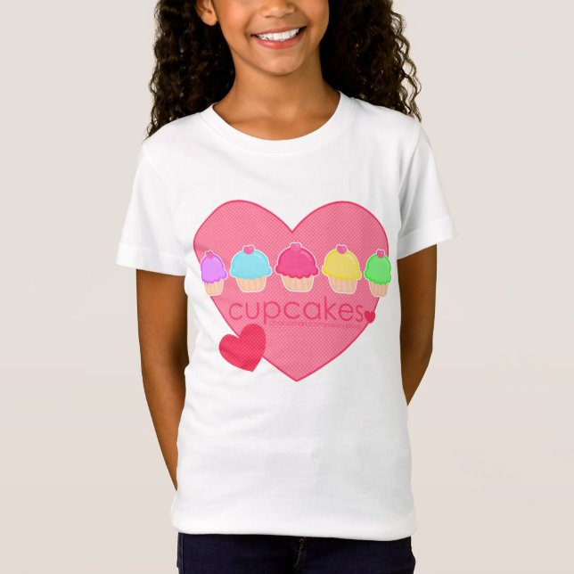 Camiseta Coração dos cupcakes para miúdos (Frente)