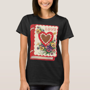 Camiseta Coração e Flores de Livro de Amor de São Valentim 