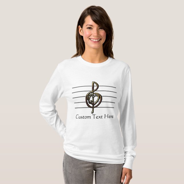 Camiseta Coração e Funcionarios da Clef Treble Music (Frente Completa)