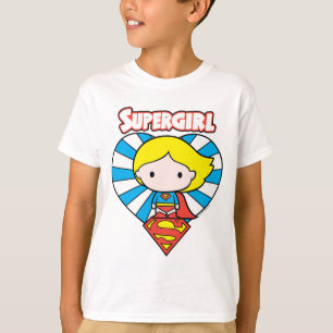 Camiseta Coração e Logotipo da Supergirl Chibi Starburst