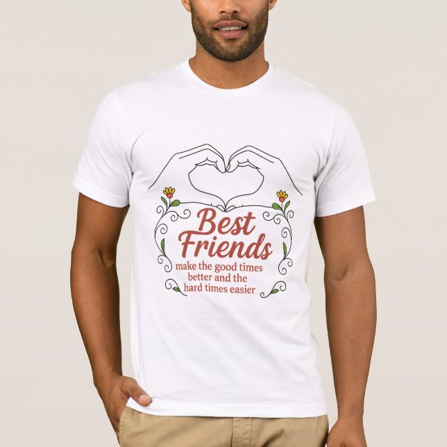Camiseta Coração e Mãos dos Melhores Amigos (Frente)
