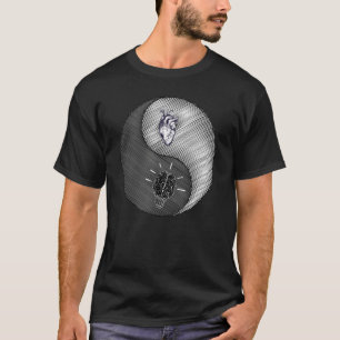 Camiseta Coração e mente yin yang simbolizam opções de vida