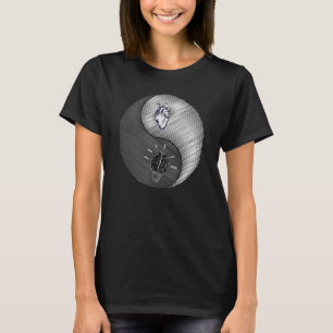 Camiseta Coração e mente yin yang simbolizam opções de vida