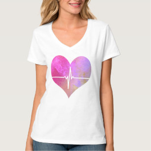 Camiseta Coração EKG Aquarela