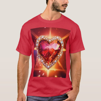 Camiseta Coração Elegante com Camisa-Abstrato de-Arte de Ou