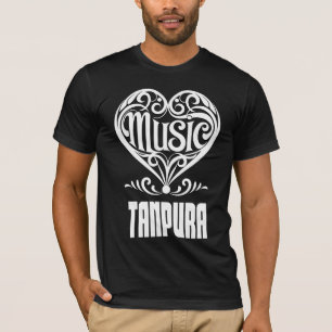 Camiseta Coração Elegante Enrolado para Amantes de Tanpura