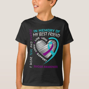 Camiseta Coração Em Memória Da Consciência Do Suicídio Do M