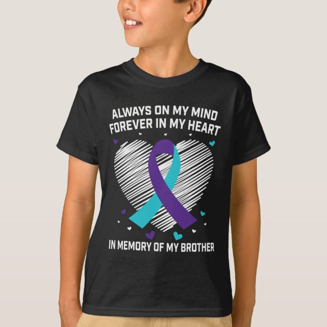 Camiseta Coração Em Memória Do Meu Irmão Sensibilização Par (Frente)