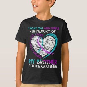 Camiseta Coração Em Memória Do Meu Irmão Sensibilização Par