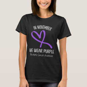 Camiseta Coração Em Novembro Vestimos Câncer de pâncreas Ro