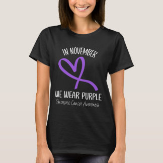 Camiseta Coração Em Novembro Vestimos Câncer de pâncreas Ro