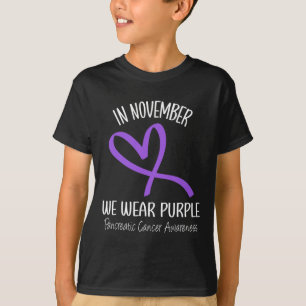 Camiseta Coração Em Novembro Vestimos Câncer de pâncreas Ro