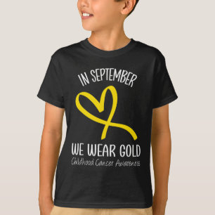 Camiseta Coração Em Setembro Usamos Ouro Infância Câncer A