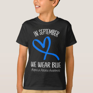 Camiseta Coração Em Setembro Vestimos Alopecia Azul Areata