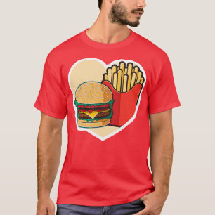 Camiseta Coração Engraçado Adora Fries Franceses Burger