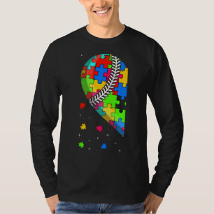 Camiseta Coração Engraçado Baseball Autismo Consciência Sup