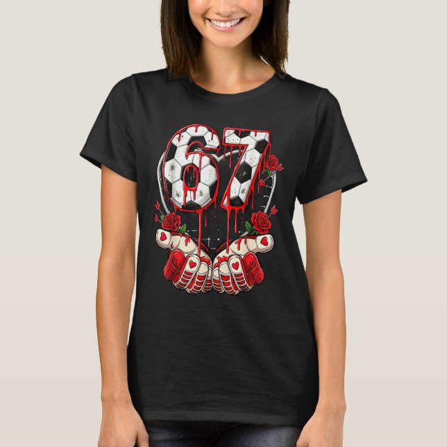 Camiseta Coração engraçado de futebol 67 seis sete meme do  (Frente)