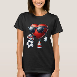 Camiseta Coração Engraçado Jogando Futebol Dia dos Namorado
