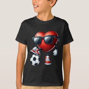 Camiseta Coração Engraçado Jogando Futebol Dia dos Namorado