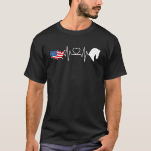 Camiseta Coração Equestre Bandeira Americana Patriótica EUA