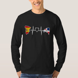Camiseta Coração Espanhol Dominicano Bandeira da Espanha He