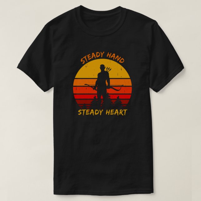Camiseta Coração Estacionário à Mão Estável | Archery Lover (Frente do Design)