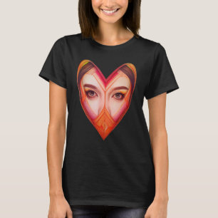 Camiseta Coração Estilizado Com Olhos Bonitos - Namorados D